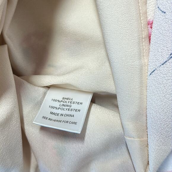 Lucy Paris One Shoulder Midi Dress Cream Red Floral Ruffles Feminine Cocktail L - Picture 15 of 16